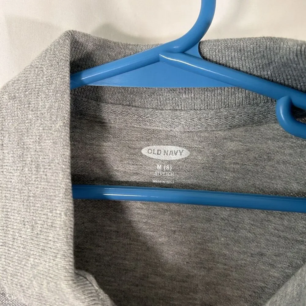 New Old Navy Polo Boys Medium Grey Short Sleeve Collared Cotton Blend